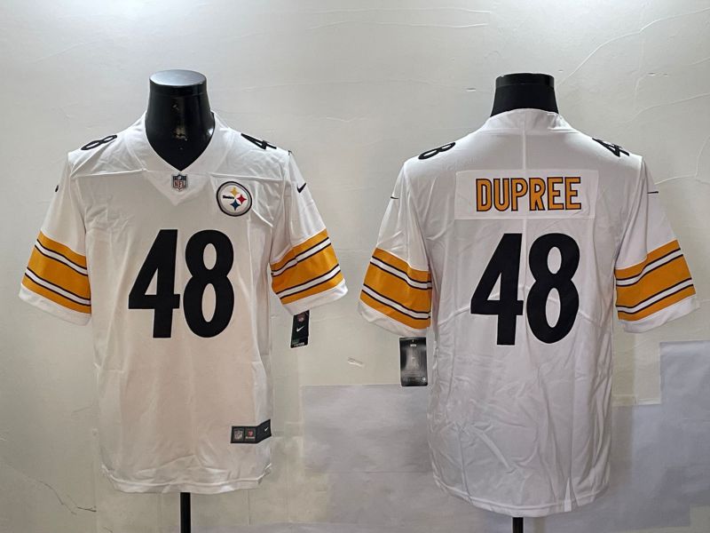 Men Pittsburgh Steelers #48 Dupree White Second generation 2024 Nike Limited NFL Jersey style 1